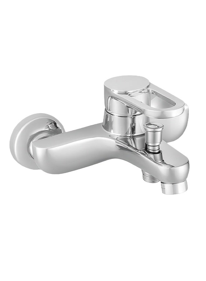 2PQ Chrome Bath & Shower Mixer - Wall Mounted - Hollow Handle Design