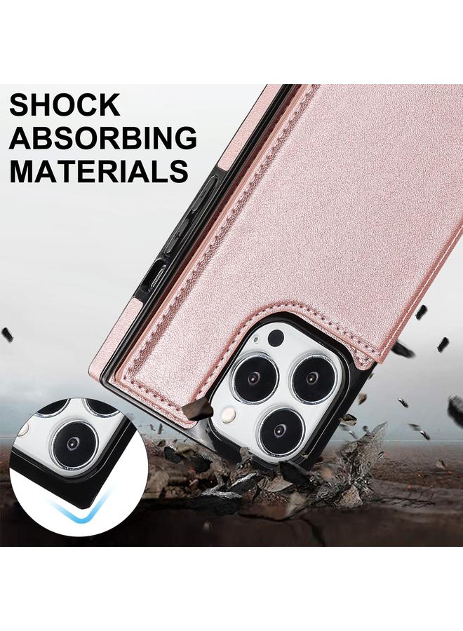 S-TOP Case For iPhone 14 Pro Cross-body Square Dual-Buckle Card Flip Wallet Phone Case - Image 5