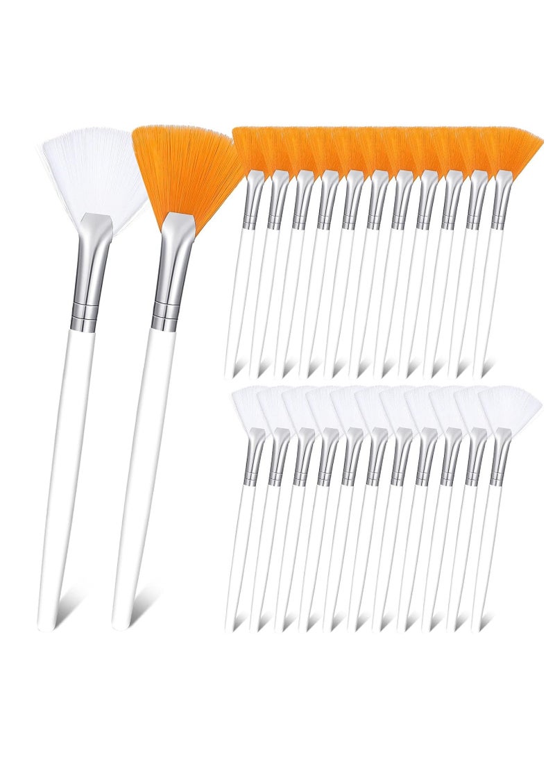 Patelai 24 Pieces Fan Brush Facial Mask Brush Soft Fan Face Makeup Brush Acid Applicator Esthetician Brush Cosmetic Tools for Mud Clay Mask, Makeup Peel (White, Yellow) - Image 1