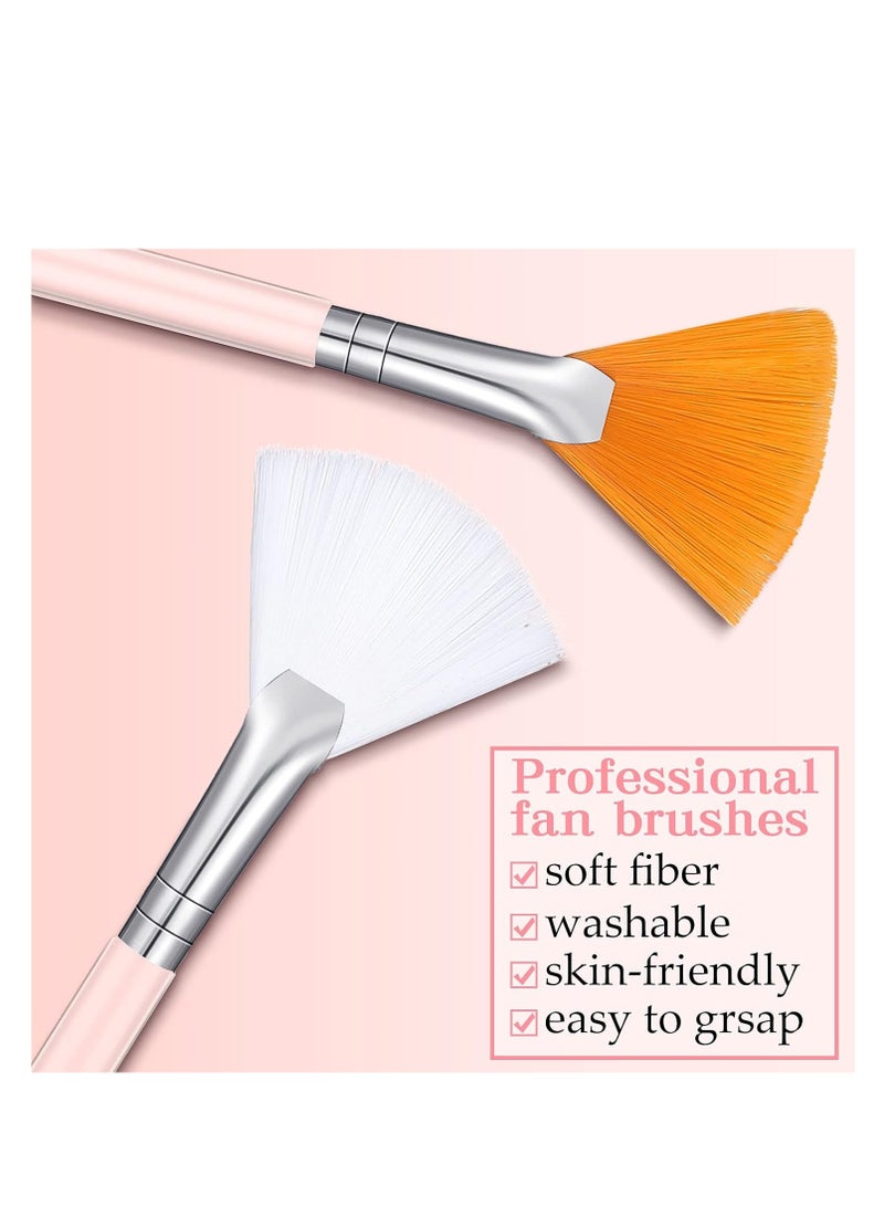 Patelai 24 Pieces Fan Brush Facial Mask Brush Soft Fan Face Makeup Brush Acid Applicator Esthetician Brush Cosmetic Tools for Mud Clay Mask, Makeup Peel (White, Yellow) - Image 2