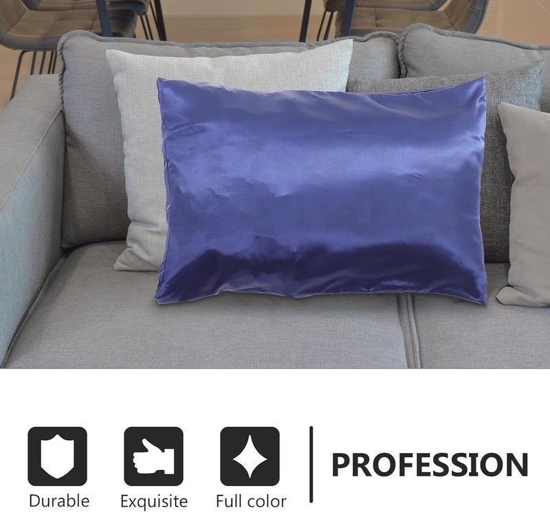 2pcs Simulated Silk Pillowcases Polyester Pillow Protectors Black Soft for Home Hotel Dormitory Use - Image 2