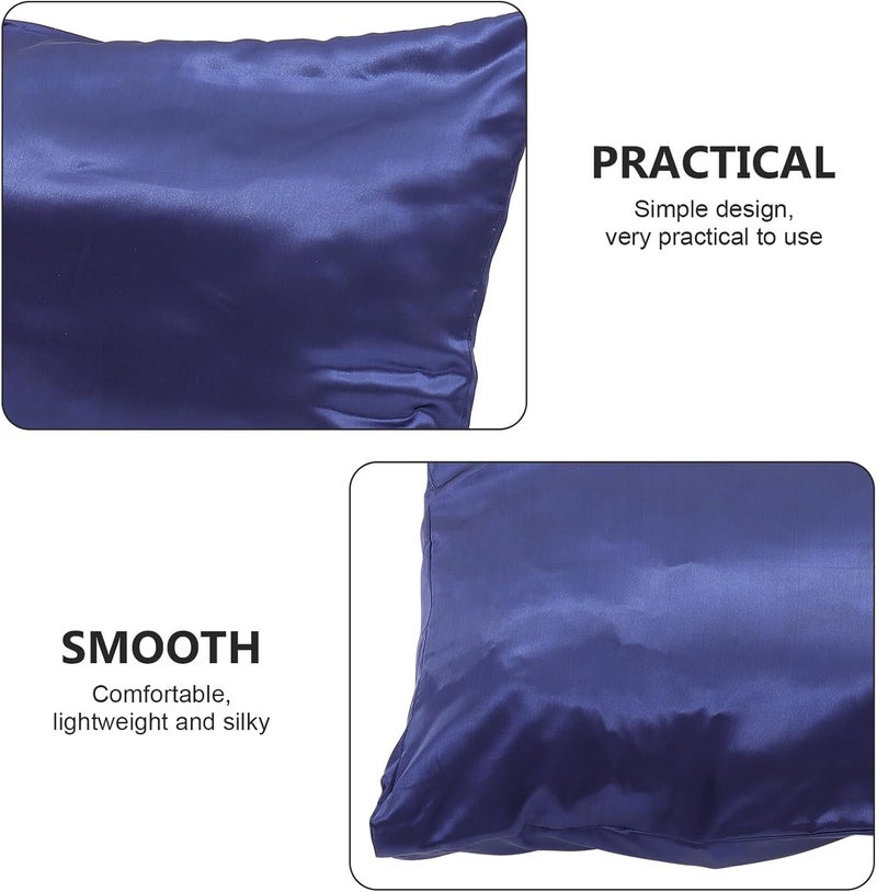 2pcs Simulated Silk Pillowcases Polyester Pillow Protectors Black Soft for Home Hotel Dormitory Use - Image 5