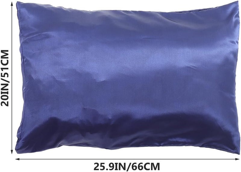 2pcs Simulated Silk Pillowcases Polyester Pillow Protectors Black Soft for Home Hotel Dormitory Use - Image 4