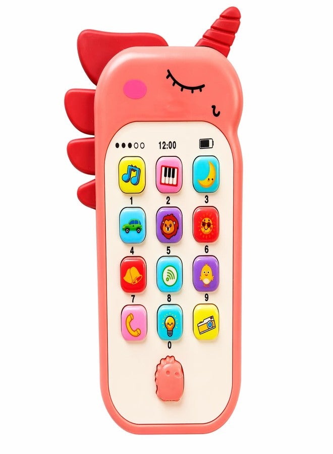SHANAYA Unicorn Style Pretend Play Cell Phone Toy for Kids, Toddlers with Music, Ringtones, Lights - Birthday Party Favors and Gifts for Girls (Pink) - Image 1