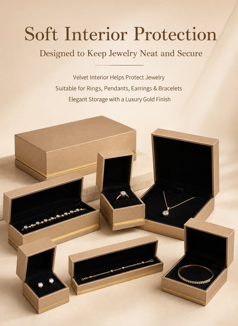 Rich Life Luxury Jewelry Box Set with Gold Accent, Premium Textured Jewelry Storage Organizer Boxes for Rings Earrings Necklace Bracelet Watches - Image 3