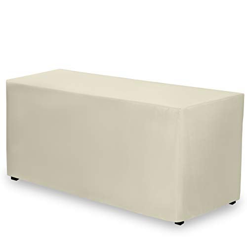 Gee Di Moda Fitted Tablecloth - 72 x 30 Inch Ivory Fitted Table Cloth for 6 Foot Rectangle Table - Heavy Duty Washable Fabric - for 6 Ft Buffet Holiday Party Dinner Wedding & Trade Show - Image 2
