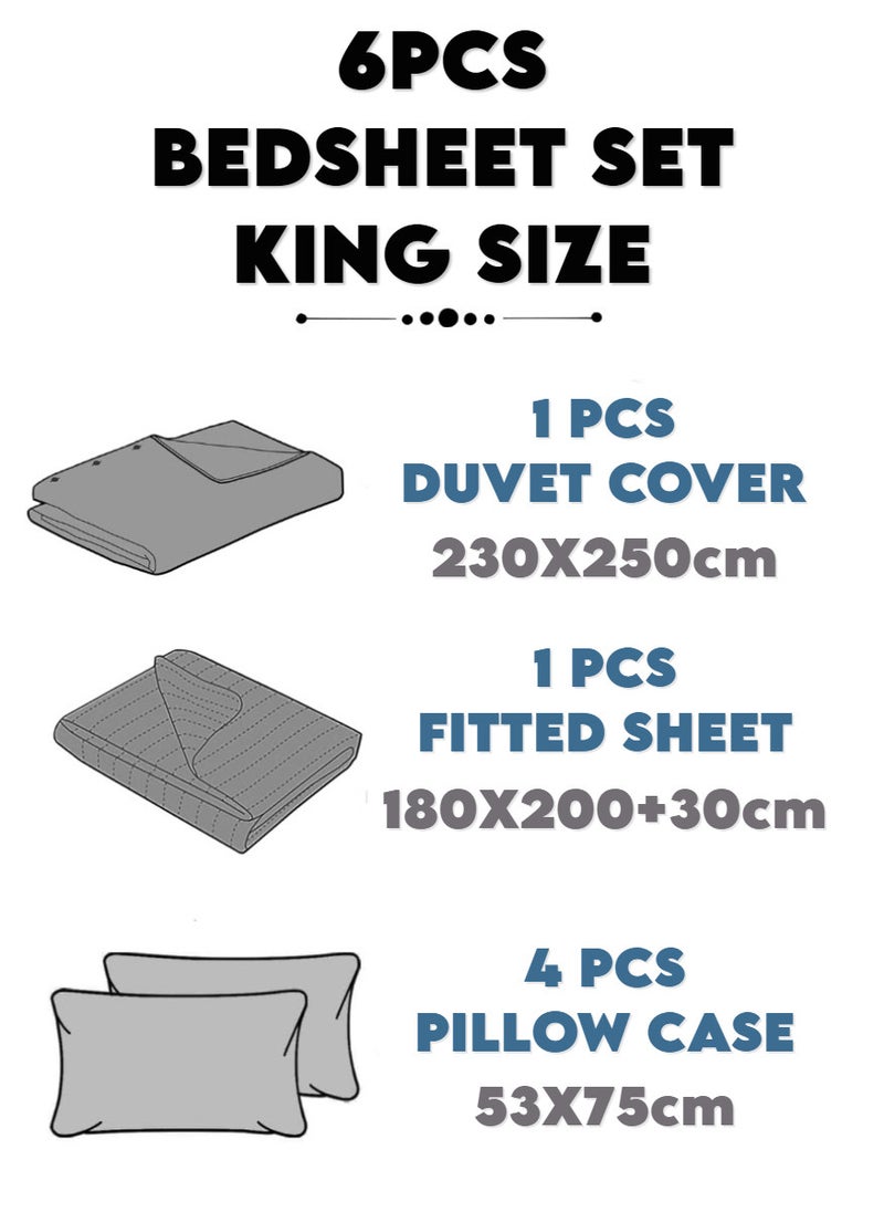 6 Pieces King Size Duvet Cover Set
