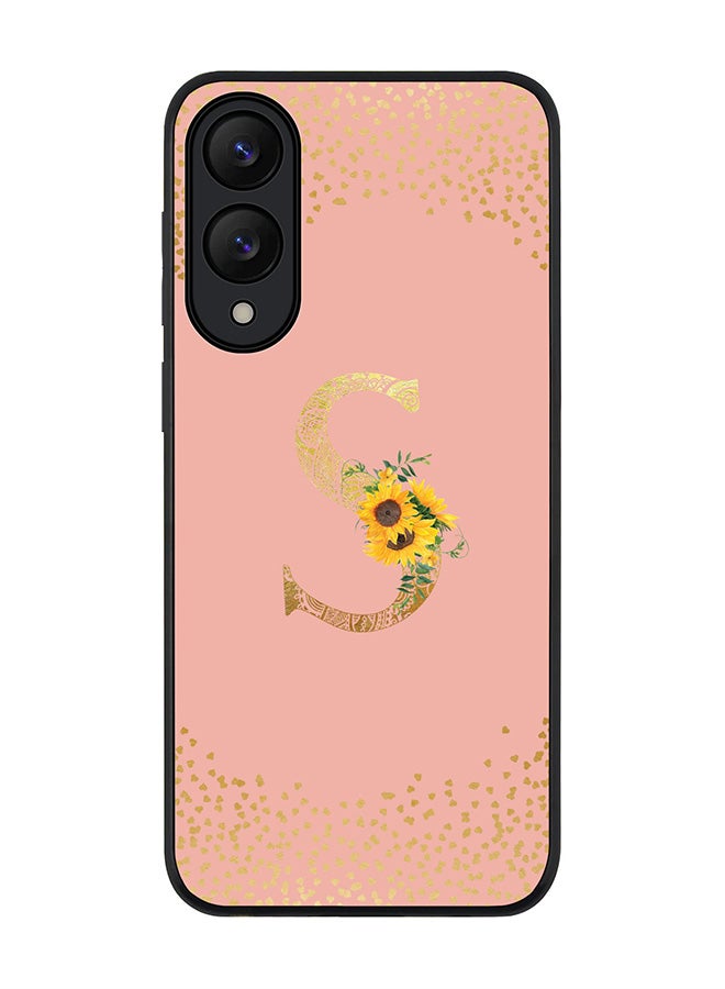 Stylizedd For Samsung Galaxy S25 Edge Case,Slim fit Camera Protection, Shockproof Thin Phone cover  - Custom Floral Monogram - S  (Rose Pink )