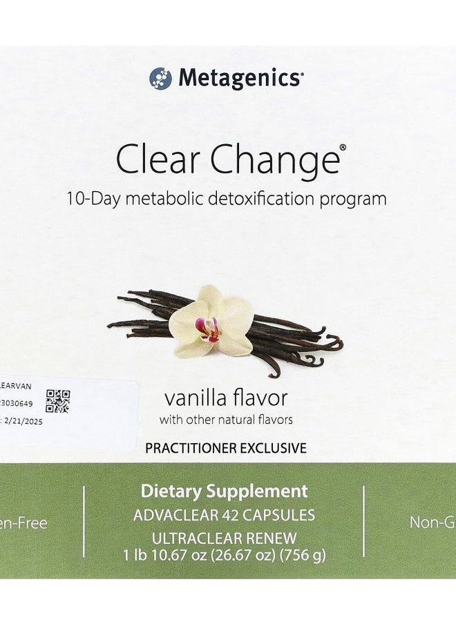 Metagenics - Clear Change 10-Day Metabolic Detoxification Program Vanilla 3 Piece Set - Image 1