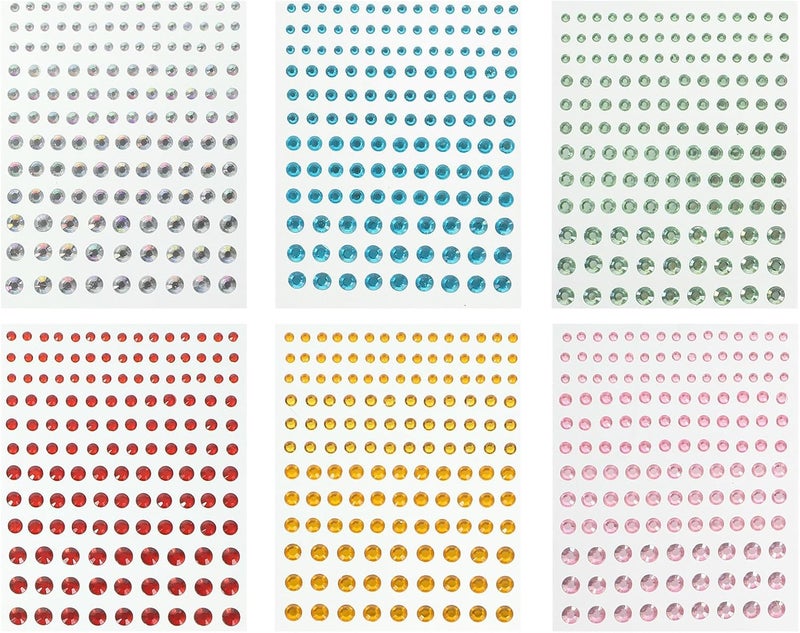 ULTECHNOVO Self-Adhesive Rhinestone Stickers Face Gems 6 Sheets DIY Glitter Jewels Stickers for Festival Makeup and Body Decoration - Image 1