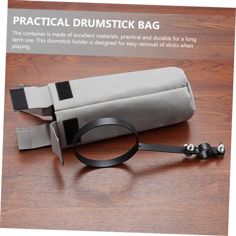 Gray Canvas Drum Stick Holder Bag With Stand Bracket Portable Storage Pouch For Drummers - Image 4