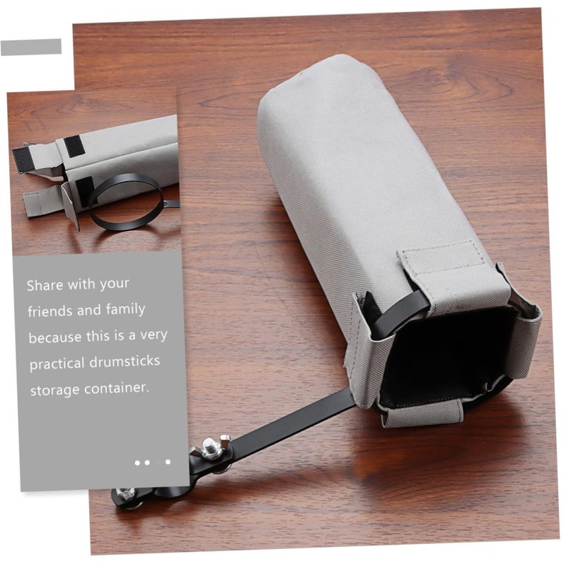Gray Canvas Drum Stick Holder Bag With Stand Bracket Portable Storage Pouch For Drummers - Image 5