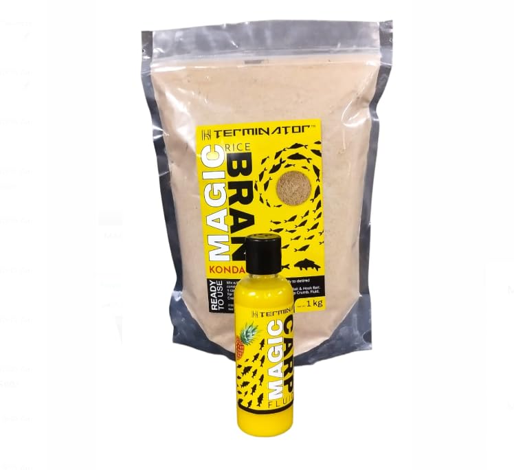 HTERMINATOR Magic BRAN Konda 1KG and Magic CARP Fluid 100ML Fish Bait Combo (Pineapple Combo)
