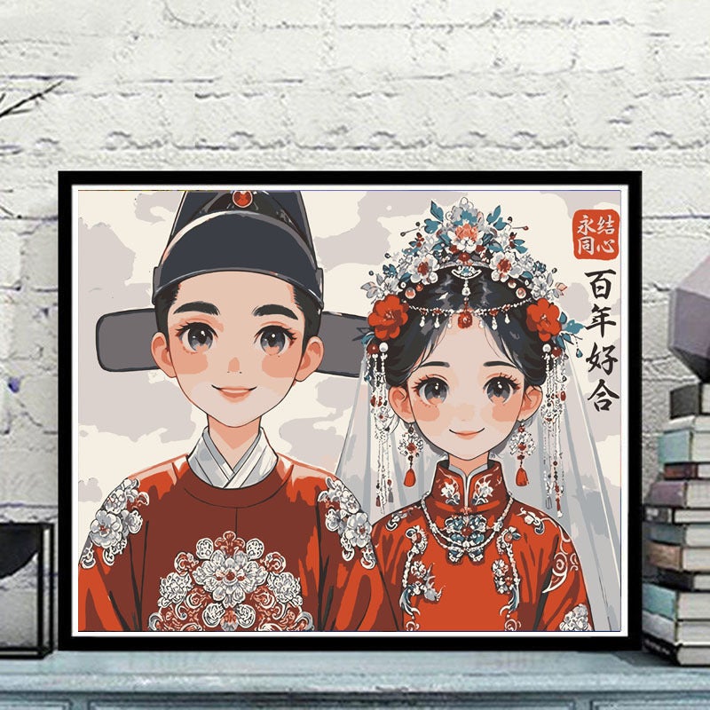 لوحة زيتية رقمية DIY لوحة يدوية بسيطة لزهرة الورد لوحة زخرفية لغرفة المعيشة وردة الغروب - Image 1