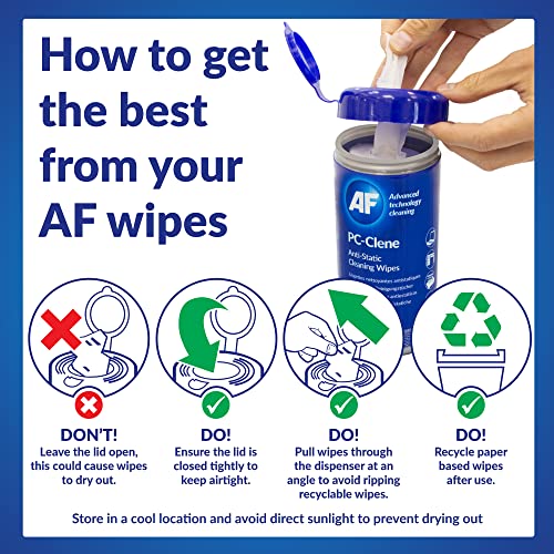 AF PC-Clene - Anti Static Cleaning Wipes - Tub of 100 - Image 5