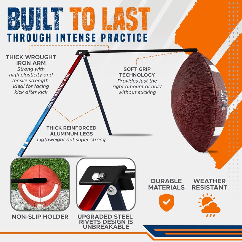 Trailblaze True Strike Pro Football Kicking Tee - Ultimate Football Tee Compatible with All Ball Sizes, Bonus Goal Kicking Tracker, Field Goal Football Holder - Image 3