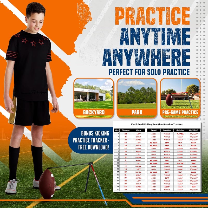 Trailblaze True Strike Pro Football Kicking Tee - Ultimate Football Tee Compatible with All Ball Sizes, Bonus Goal Kicking Tracker, Field Goal Football Holder - Image 5