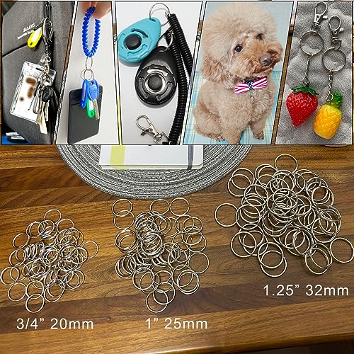 HoAoOo Key Ring/Key Chain, 50 Pack 3/4 inches 20mm Split Round Metal Silver Keyring for Home/Car/Outdoor/Arts/Lanyards/CraftsKeys Organization - Image 3