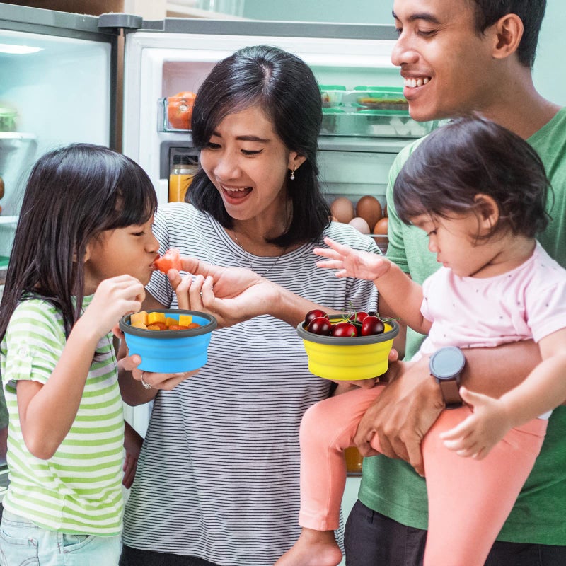 ايرينير 8 أجهزة كمبيوتر صغيرة سيليكون حاويات تخزين الطعام القابلة للطي مع أغطية محكمة الإغلاق تكديس حاويات وجبة السيليكون الإعدادية للمطبخ مسافر المطبخ المتبقية ميكرووير غسالة الصحون آمنة 4 ألوان - Image 5