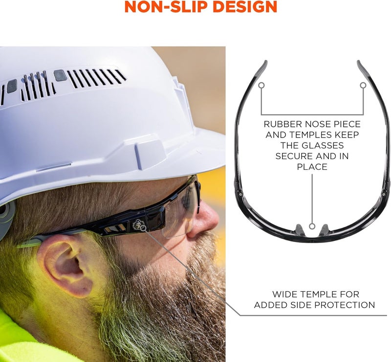 Ergodyne  52483 Skullerz Dagr Anti Fog Safety Glasses Matte Black Frame Clear Lens - Image 4