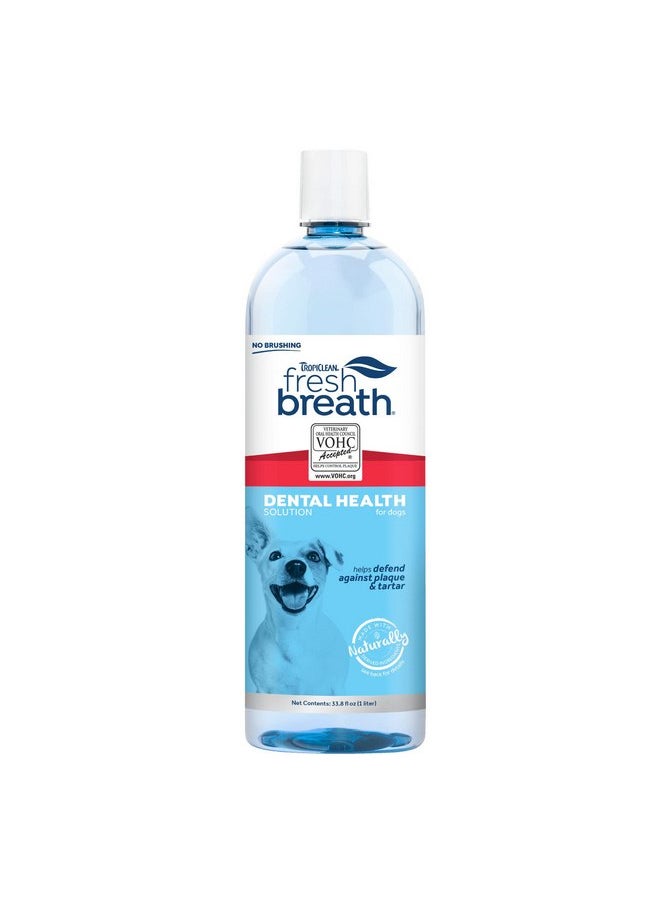 TropiClean - TropiClean Fresh Breath Certified Wellness Collection Dental Health Solution - Prevents Plaque & Tartar - VOHC Accepted - Freshens Bad Dog Breath | 33.8 oz - Image 1