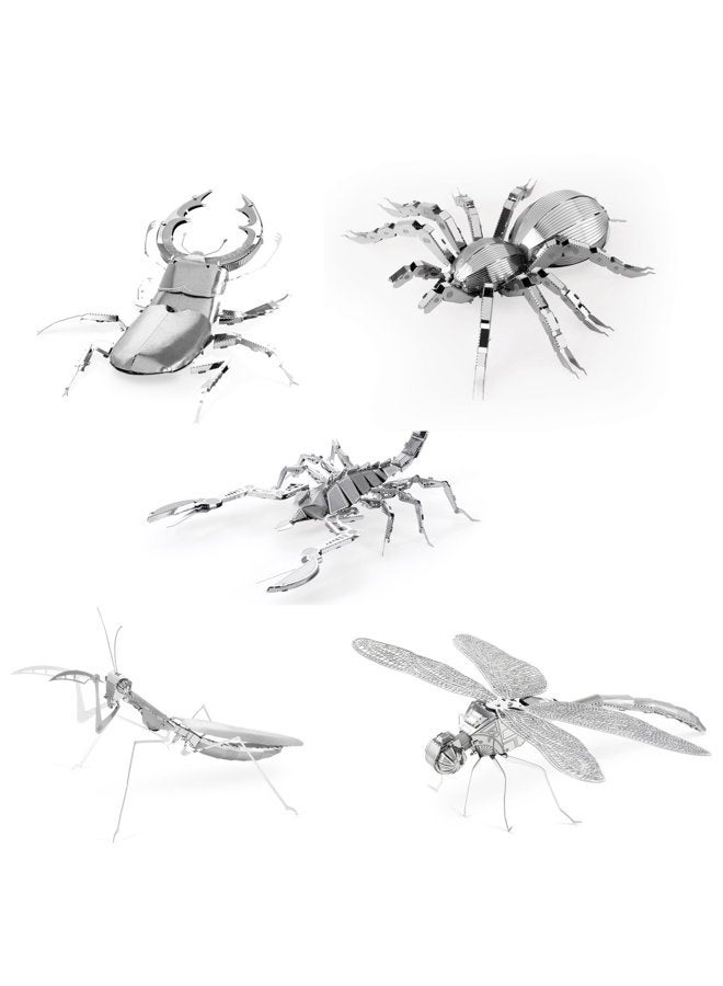 Fascinations Metal Earth 3D Laser Cut Models: Bugs - Scorpion, Stag Beetle, Tarantula, Praying Mantis, & Dragonfly