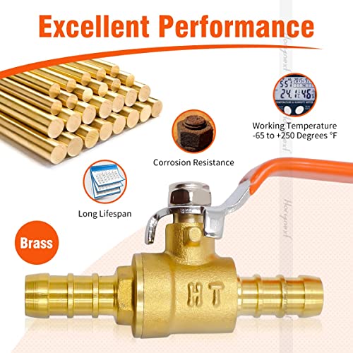 Horiznext 5/16 inch mini brass pneumatic barbed ball valve for air fuel gas water tubing（Pack of 2） - Image 5