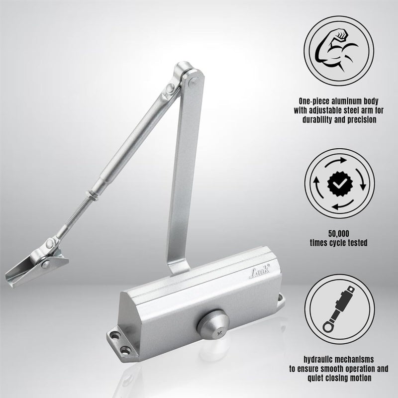 Link Surface Door Closer Adjustable Aluminium Alloy 100kg Door Weight Capacity 3Year Warranty Free Installation Service TC - Image 3