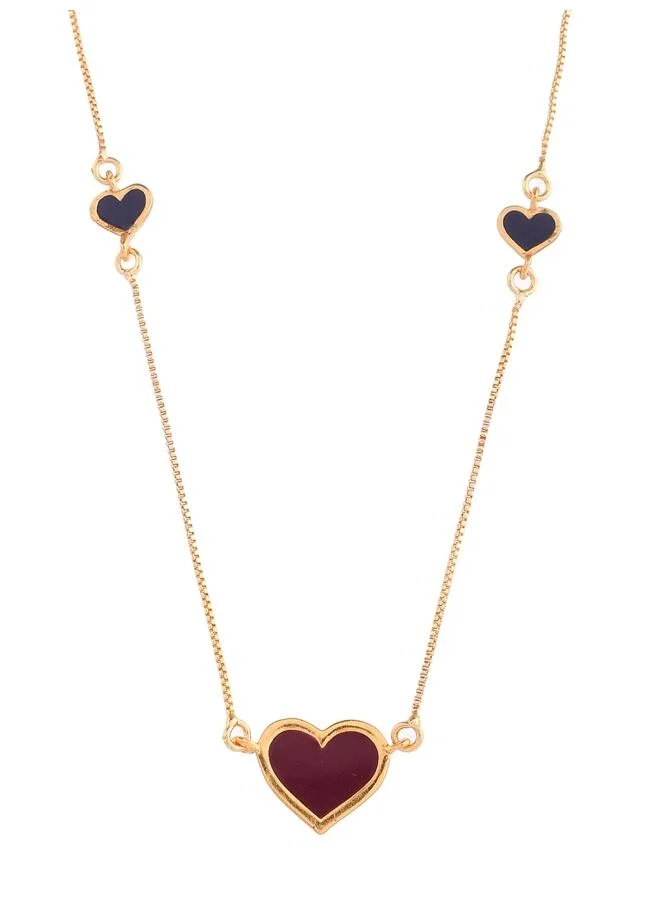 VOYLLA Valentine's Day Collection Deep Red Enamel Heart Pendant Set