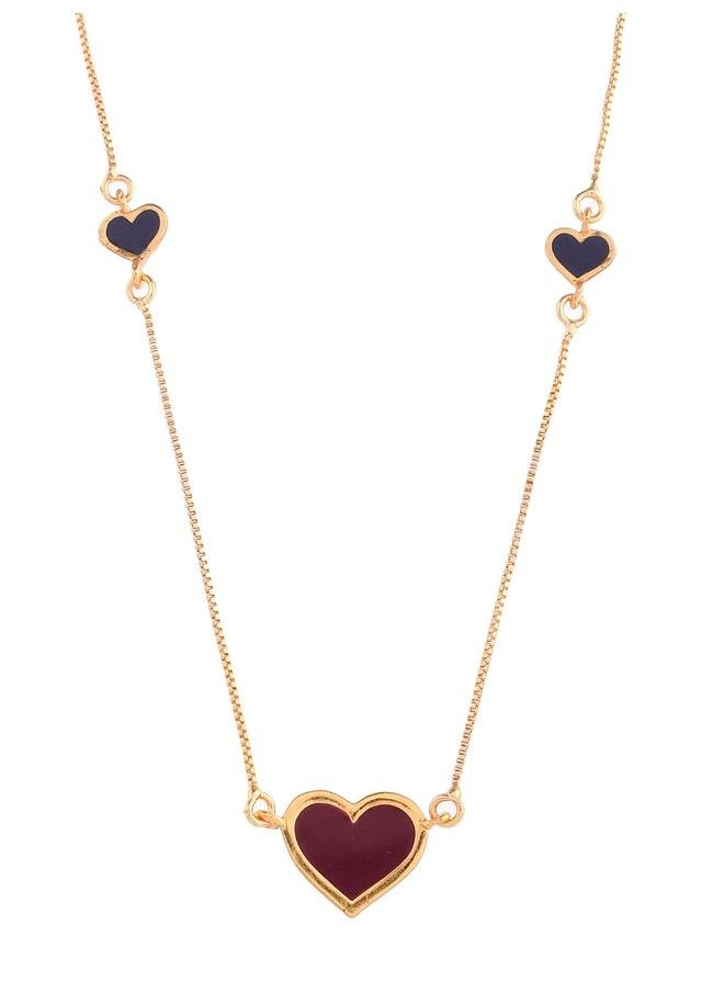 VOYLLA Valentine's Day Collection Deep Red Enamel Heart Pendant Set  - Image 3
