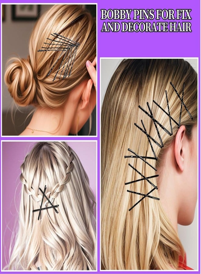 Preptep 300pcs Hair Pins Bobby Pins Black, 100 Black Bobby Pins 2" & 2.75", 100 Hair Pins for Women 2" & 2.36", 100 Clear Hair Bands - Image 5