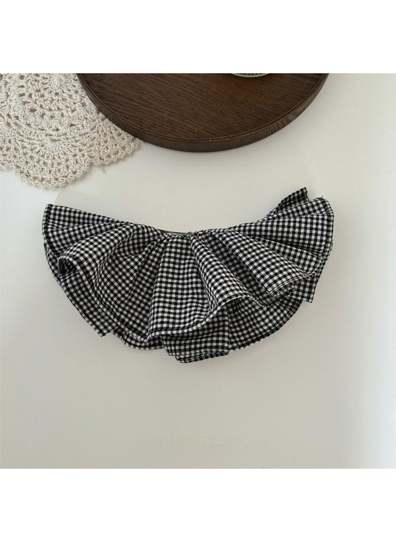 Generic Korean style double-layer skirt plaid hairpin hair ring heavy-duty hand-made design oversized headwear tied ponytail large intestine ring rubber band Plaid hairpin
