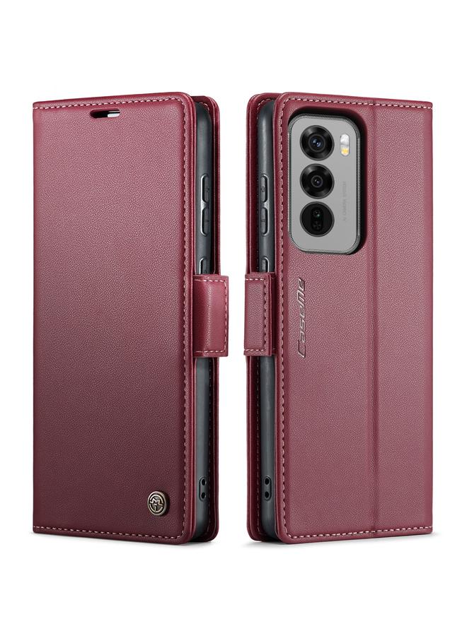 Case For OPPO Reno12 Pro 5G Global 023 Butterfly Buckle Litchi Texture RFID Anti-theft Leather Phone Case