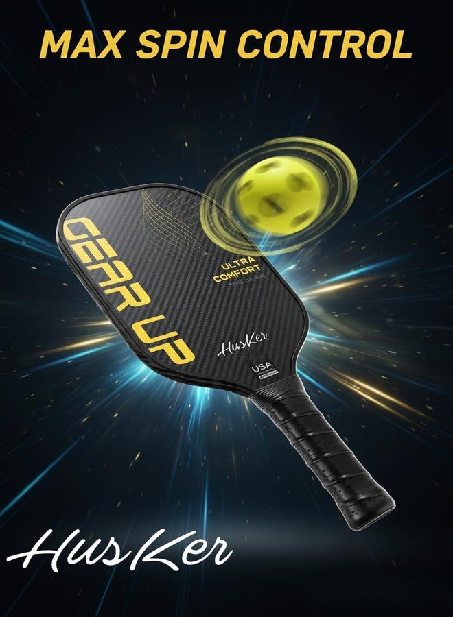 Husker USAPA Approved GEARUP RAW Carbon Fibre Ultra Comfort Thermoformed Pickleball Paddle | Carbon Friction Surface | Elongated Handle Racket - Image 3