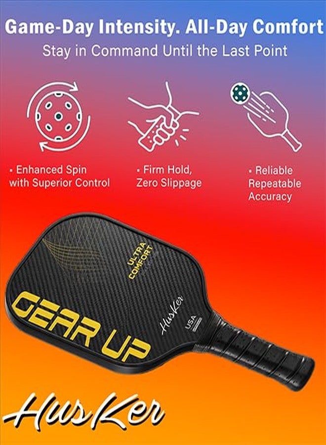 Husker USAPA Approved GEARUP RAW Carbon Fibre Ultra Comfort Thermoformed Pickleball Paddle | Carbon Friction Surface | Elongated Handle Racket - Image 4