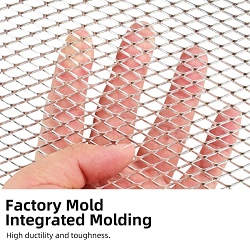 AggAuto 47x16 inches Car Pickup Truck Grill Mesh Spoiler Bumper Vent Aluminum Alloy Automotive Grille Insert Air Intake Racing Rhombic Hole 6x12mm Silver - Image 3