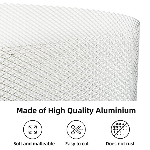 AggAuto 47x16 inches Car Pickup Truck Grill Mesh Spoiler Bumper Vent Aluminum Alloy Automotive Grille Insert Air Intake Racing Rhombic Hole 6x12mm Silver - Image 4