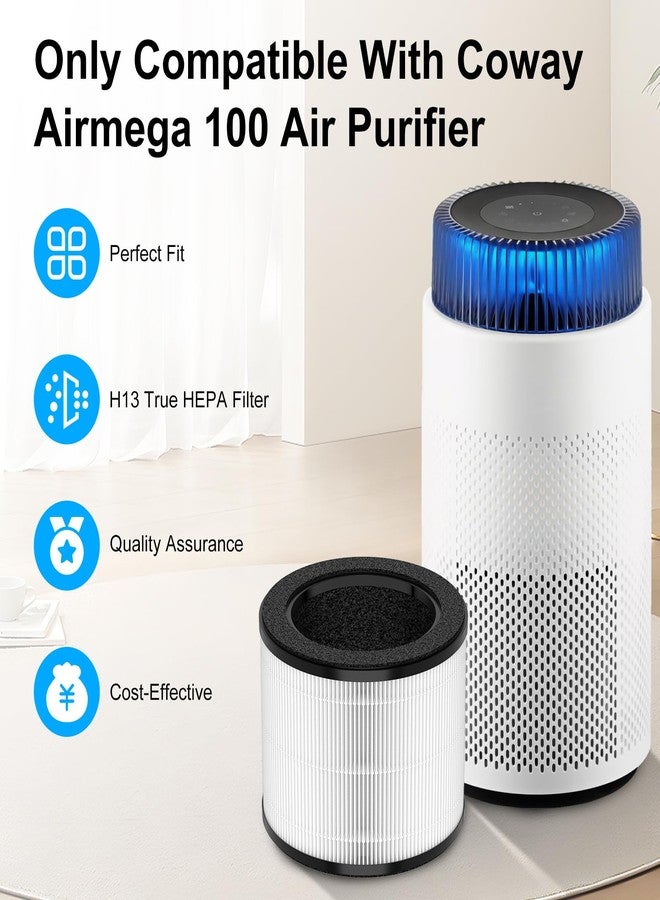 Sinnya 2 Pack Airmega 100 Filter Replacement Fit for Coway Airmega 100 Air Puri-Fier for Bedroom Home up to 810 ft², 3-in-1 H13 True HEPA and Deodorization Filter - Image 2