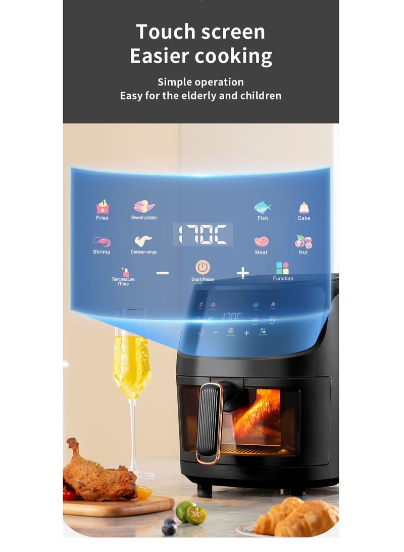 6 Liter Windowed Multifunctional Air Fryer, UK Standard Plug , with Smart Color Touch Screen - Healthy, high capacity and crispy every time! - Image 5