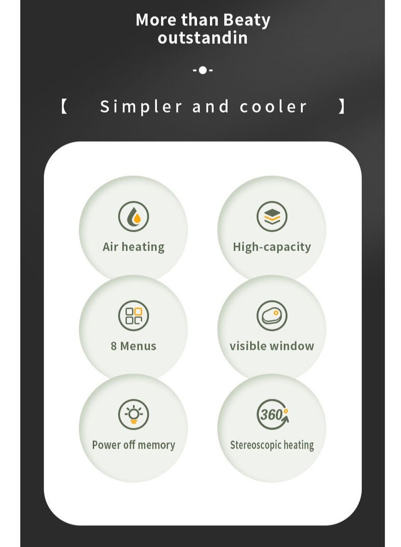 6 Liter Windowed Multifunctional Air Fryer, UK Standard Plug , with Smart Color Touch Screen - Healthy, high capacity and crispy every time! - Image 3