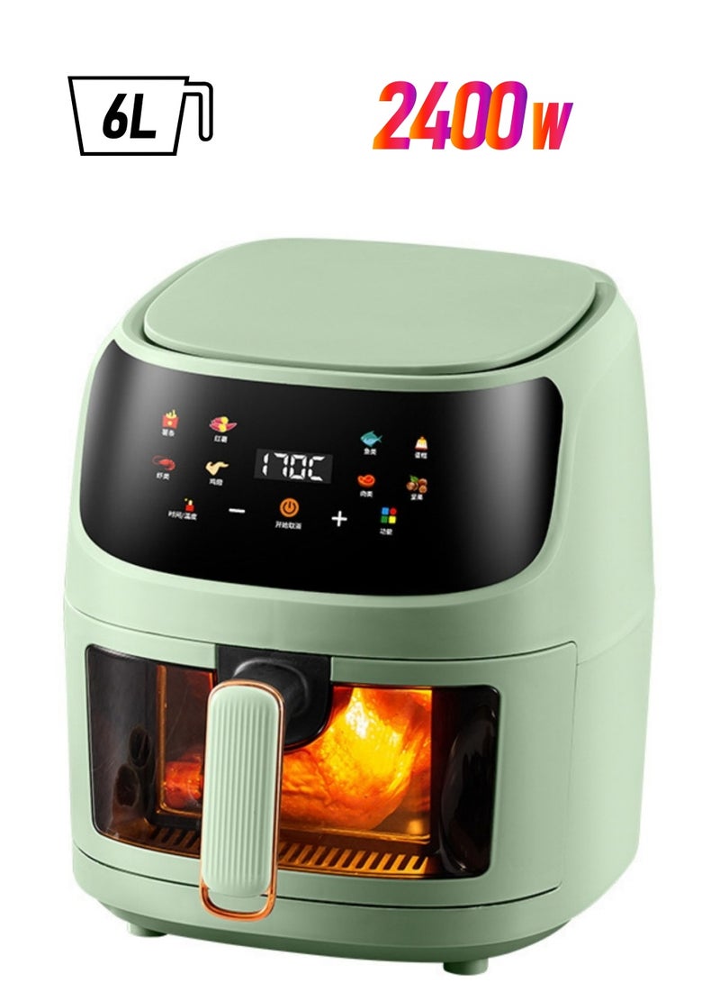 6 Liter Windowed Multifunctional Air Fryer, UK Standard Plug , with Smart Color Touch Screen - Healthy, high capacity and crispy every time! - Image 1
