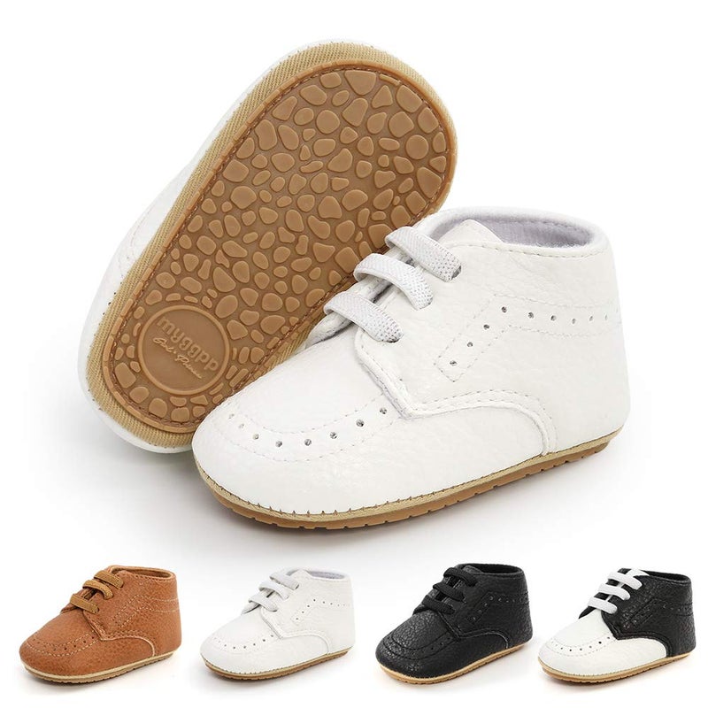 Meckior Infant Baby Boys Girls Classic PU Leather Wedding Loafers Brogue Toddler Oxford Dress Shoes First Steps Walking Flat Lazy Crib Shoe - Image 1