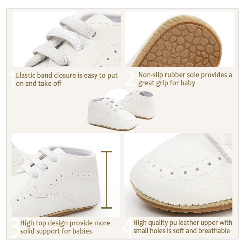 Meckior Infant Baby Boys Girls Classic PU Leather Wedding Loafers Brogue Toddler Oxford Dress Shoes First Steps Walking Flat Lazy Crib Shoe - Image 3