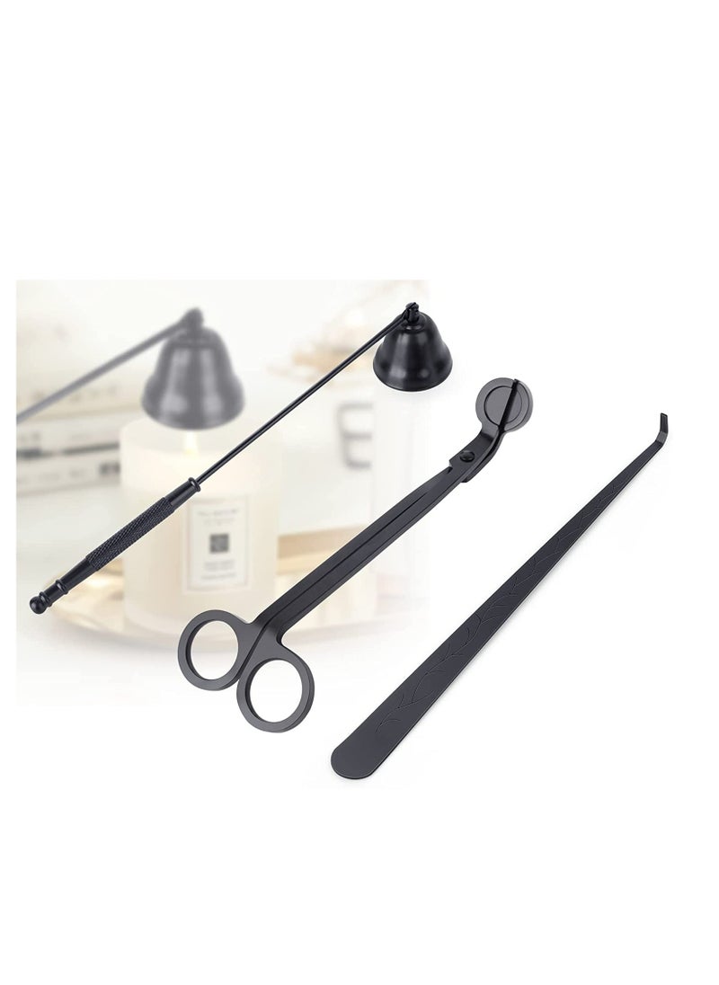 Rock Pow 3 in 1 Candle Wick Trimmer Set Candle Tool Accessories with Wick Trimmer Wick Dipper Candle Snuffer Extinguisher to Safe Extinguish Candlelights for Candle Lovers (Black)  - Image 1