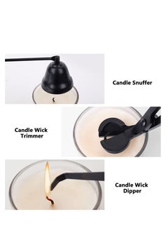 Rock Pow 3 in 1 Candle Wick Trimmer Set Candle Tool Accessories with Wick Trimmer Wick Dipper Candle Snuffer Extinguisher to Safe Extinguish Candlelights for Candle Lovers (Black)  - Image 3