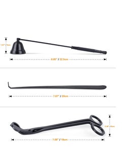 Rock Pow 3 in 1 Candle Wick Trimmer Set Candle Tool Accessories with Wick Trimmer Wick Dipper Candle Snuffer Extinguisher to Safe Extinguish Candlelights for Candle Lovers (Black)  - Image 2