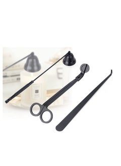 Rock Pow 3 in 1 Candle Wick Trimmer Set Candle Tool Accessories with Wick Trimmer Wick Dipper Candle Snuffer Extinguisher to Safe Extinguish Candlelights for Candle Lovers (Black)  - Image 1