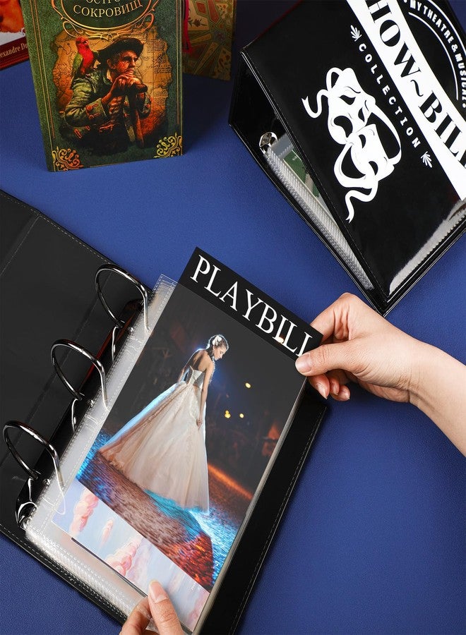 Sinload 2 Set Show Bill Binder with Sleeves for Broadway and Theatre 3 Ring 9.5“ x 9.5”Theater Program Holder with 40 Sheet Protectors PU Leather Playbill Binders Playbill Holder(Black) - Image 4