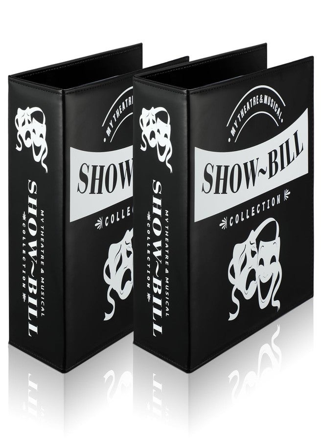 Sinload 2 Set Show Bill Binder with Sleeves for Broadway and Theatre 3 Ring 9.5“ x 9.5”Theater Program Holder with 40 Sheet Protectors PU Leather Playbill Binders Playbill Holder(Black) - Image 1