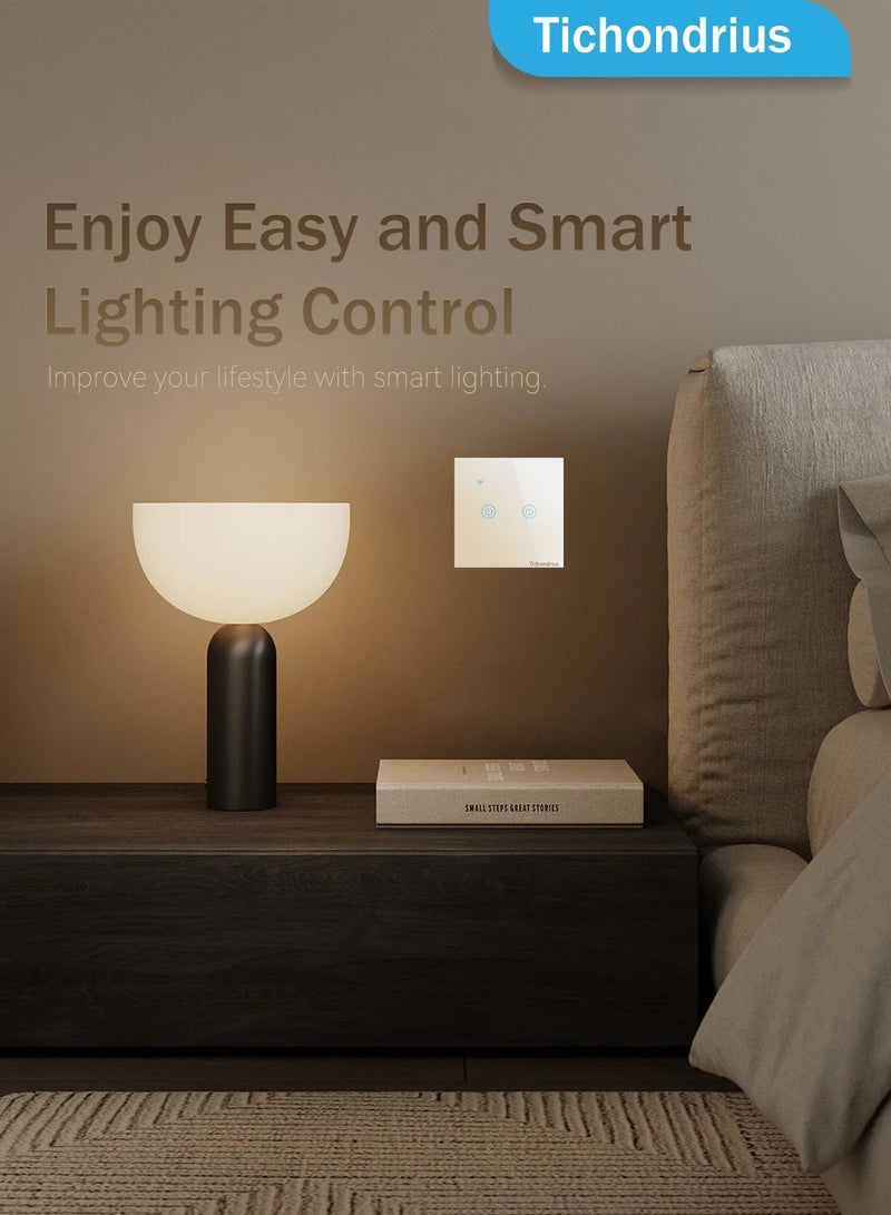 Tichondrius WiFi Smart Wall Light Switch, Compatible with Alexa and Google Home, APP Remote Control, No Neutral Wire Required, No Hub Required, Timing Function, Voice Control  (1Gang, White) - Image 2
